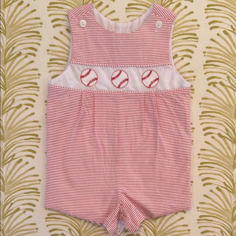 Little English Red and White Striped Baseball One Piece